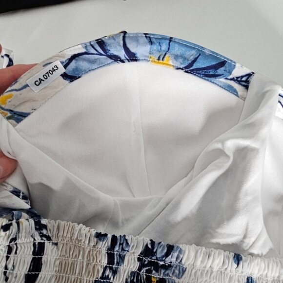 Band of the Free Floral A Line Summer Dress Ivory Blue Medium - Picture 13 of 15